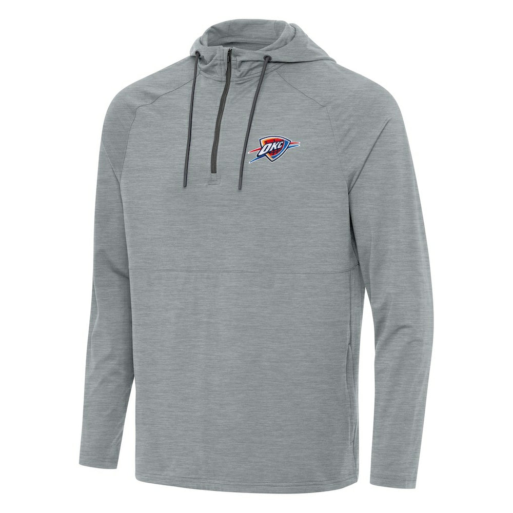 Oklahoma City Thunder Antigua Spikes Raglan Quarter-Zip Hoodie Heather Gray - NBA