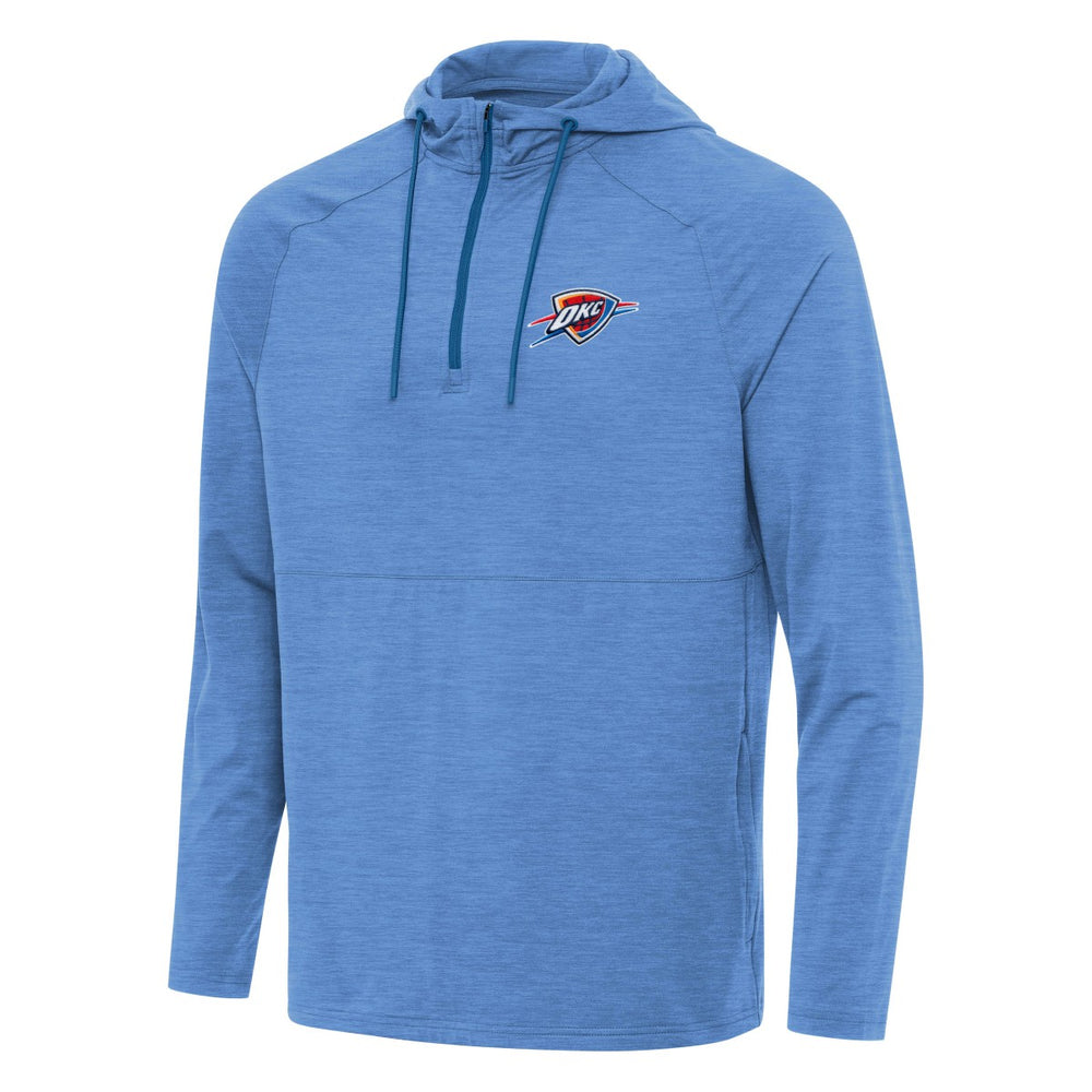 Oklahoma City Thunder Antigua Spikes Raglan Quarter-Zip Hoodie Heather Powder Blue - NBA