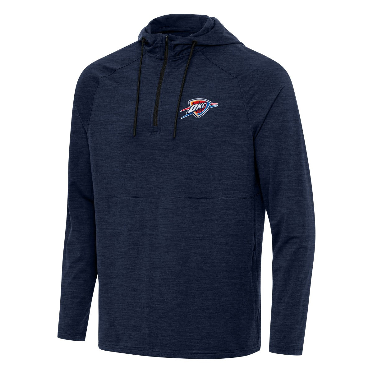 Oklahoma City Thunder Antigua Spikes Raglan Quarter-Zip Hoodie Heather Navy - NBA