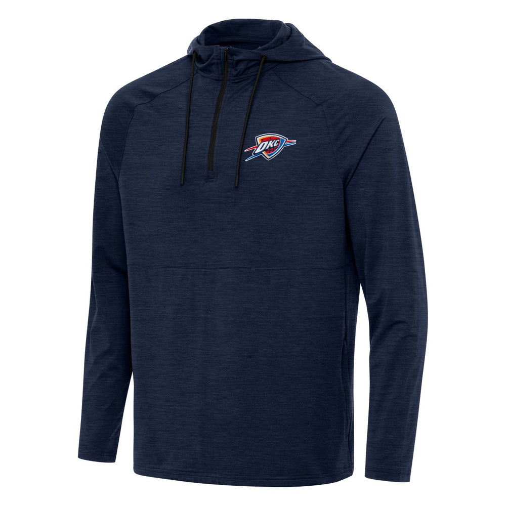 Oklahoma City Thunder Antigua Spikes Raglan Quarter-Zip Hoodie Heather Navy - NBA