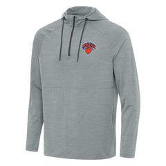 New York Knicks Antigua Spikes Raglan Quarter-Zip Hoodie Heather Gray - NBA