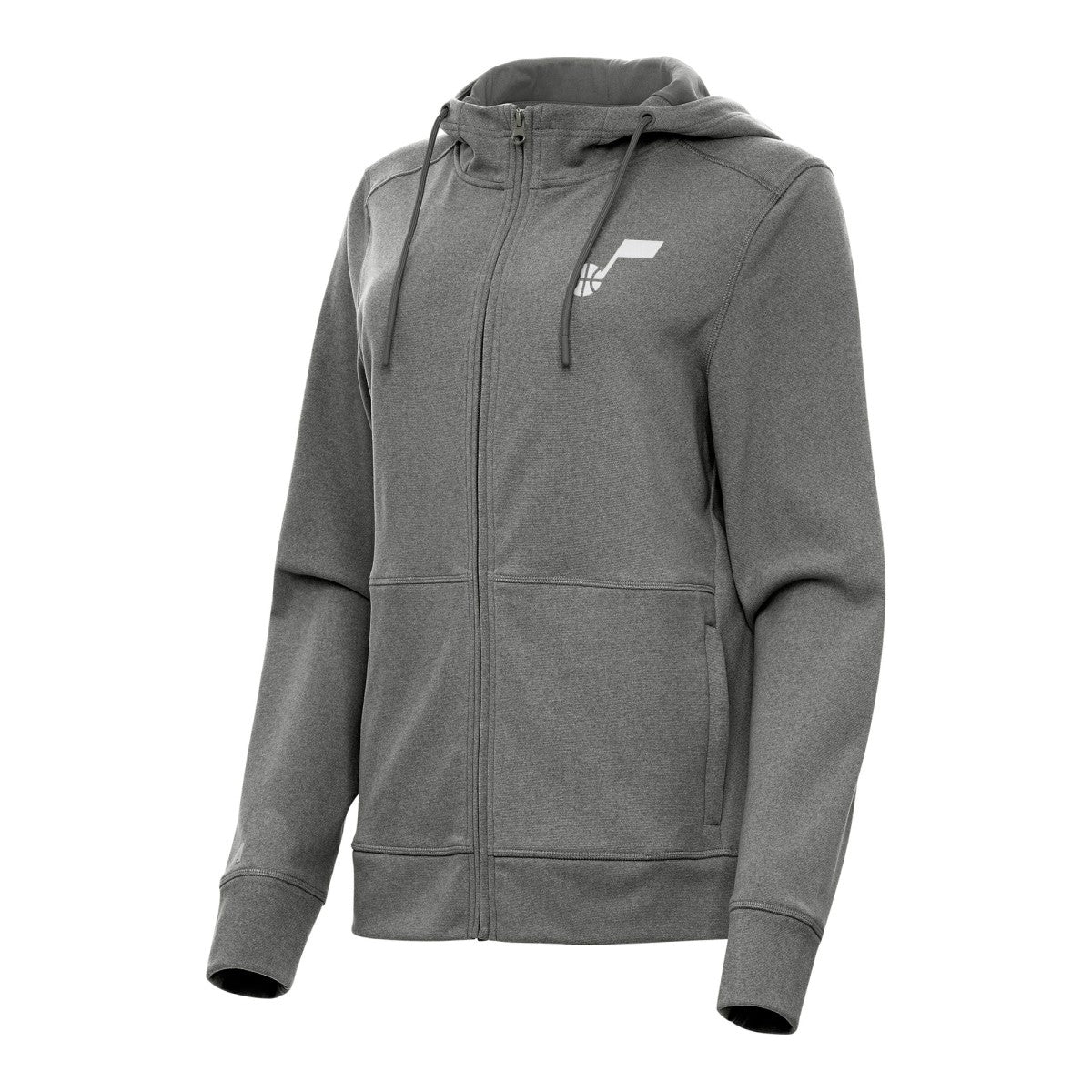 Utah Jazz Antigua Women's Seeker Full-Zip Hoodie Jacket Heather Charcoal - NBA