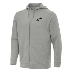 Utah Jazz Antigua Effortless Full-Zip Hoodie Jacket Heather Gray - NBA