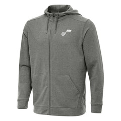 Utah Jazz Antigua Effortless Full-Zip Hoodie Jacket Heather Charcoal - NBA