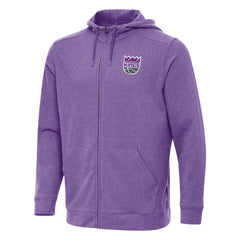 Sacramento Kings Antigua Effortless Full-Zip Hoodie Jacket Heather Purple - NBA