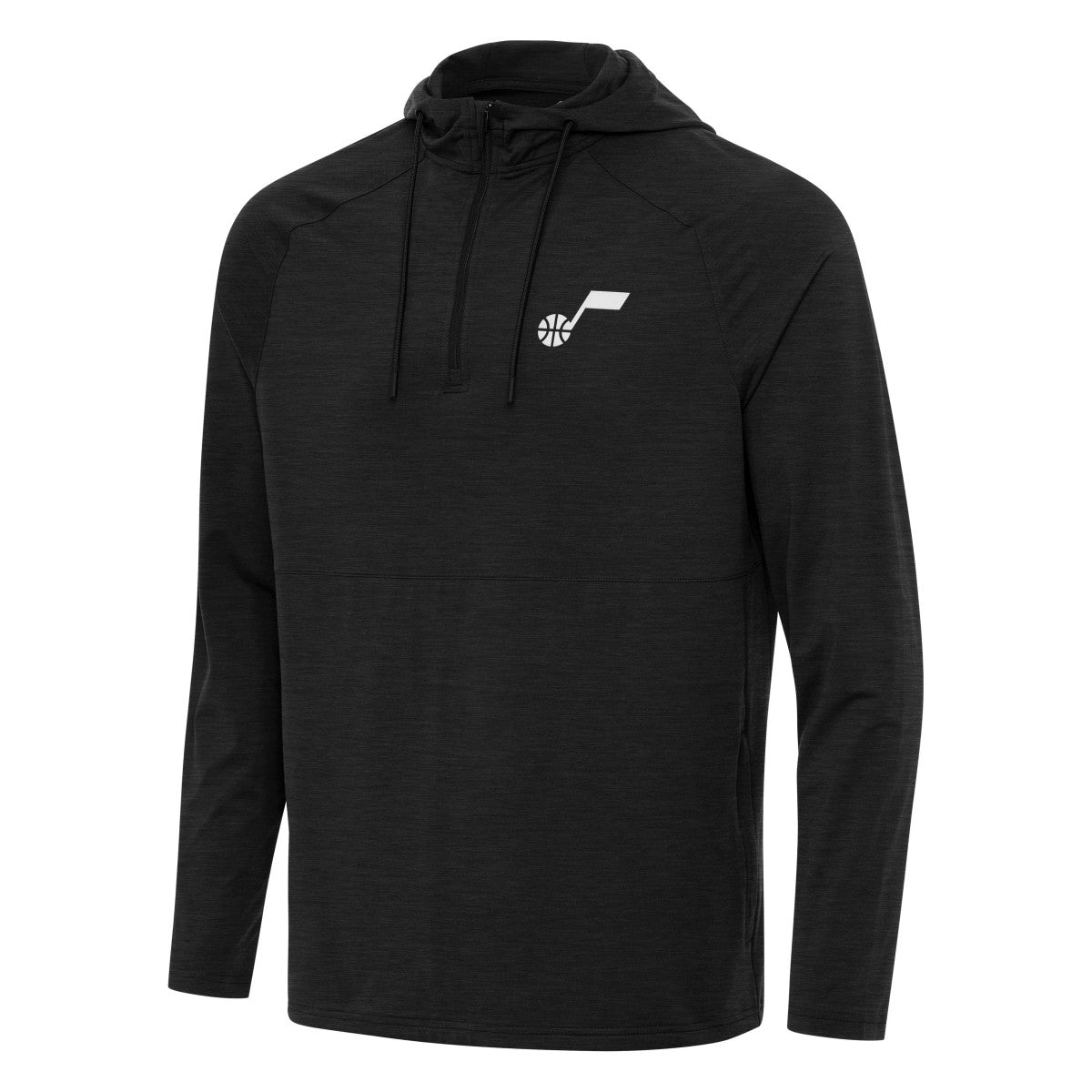 Utah Jazz Antigua Spikes Raglan Quarter-Zip Hoodie Heather Black - NBA