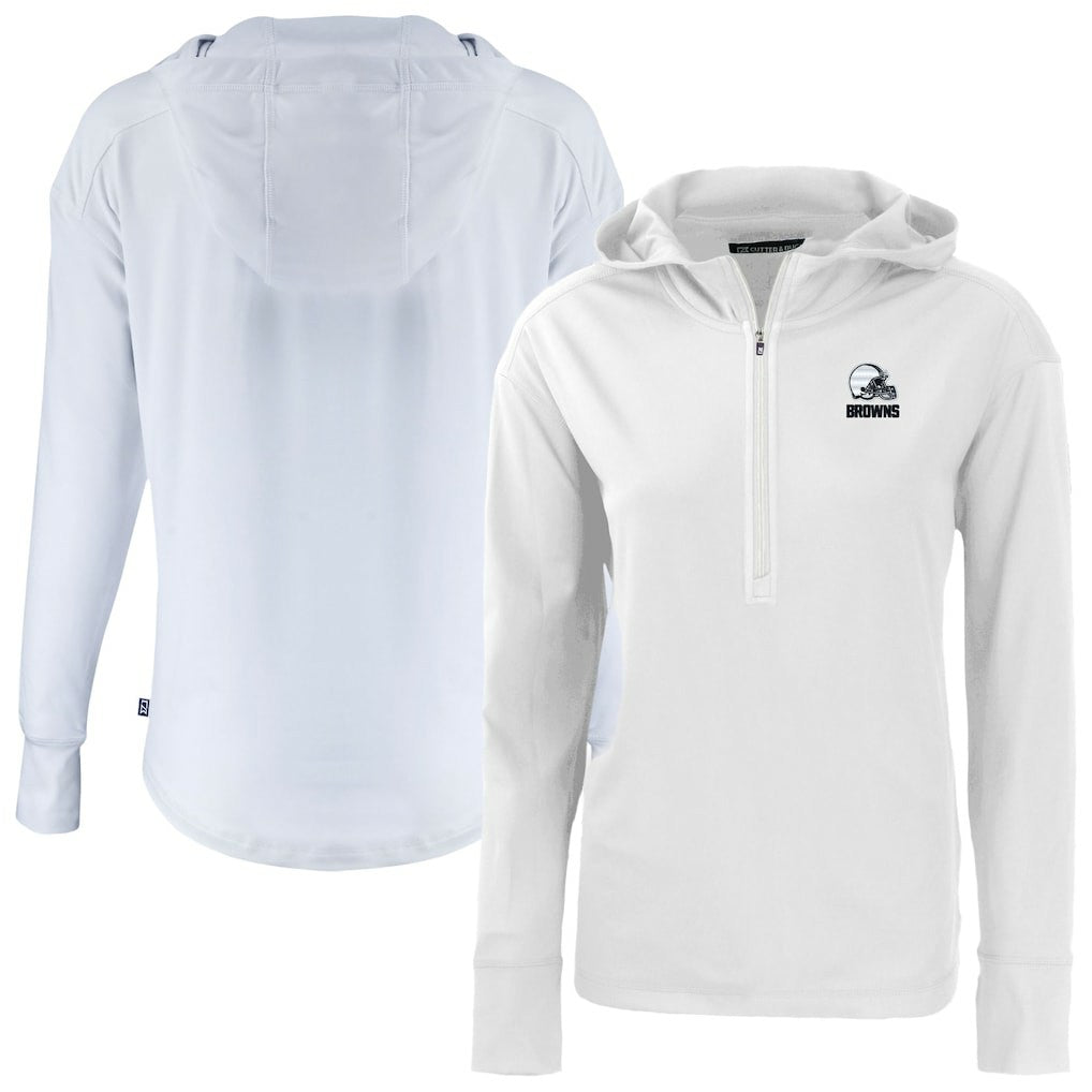 Cleveland Browns Cutter & Buck Women's Daybreak Eco Recycled Half-Zip Hoodie White | NFL