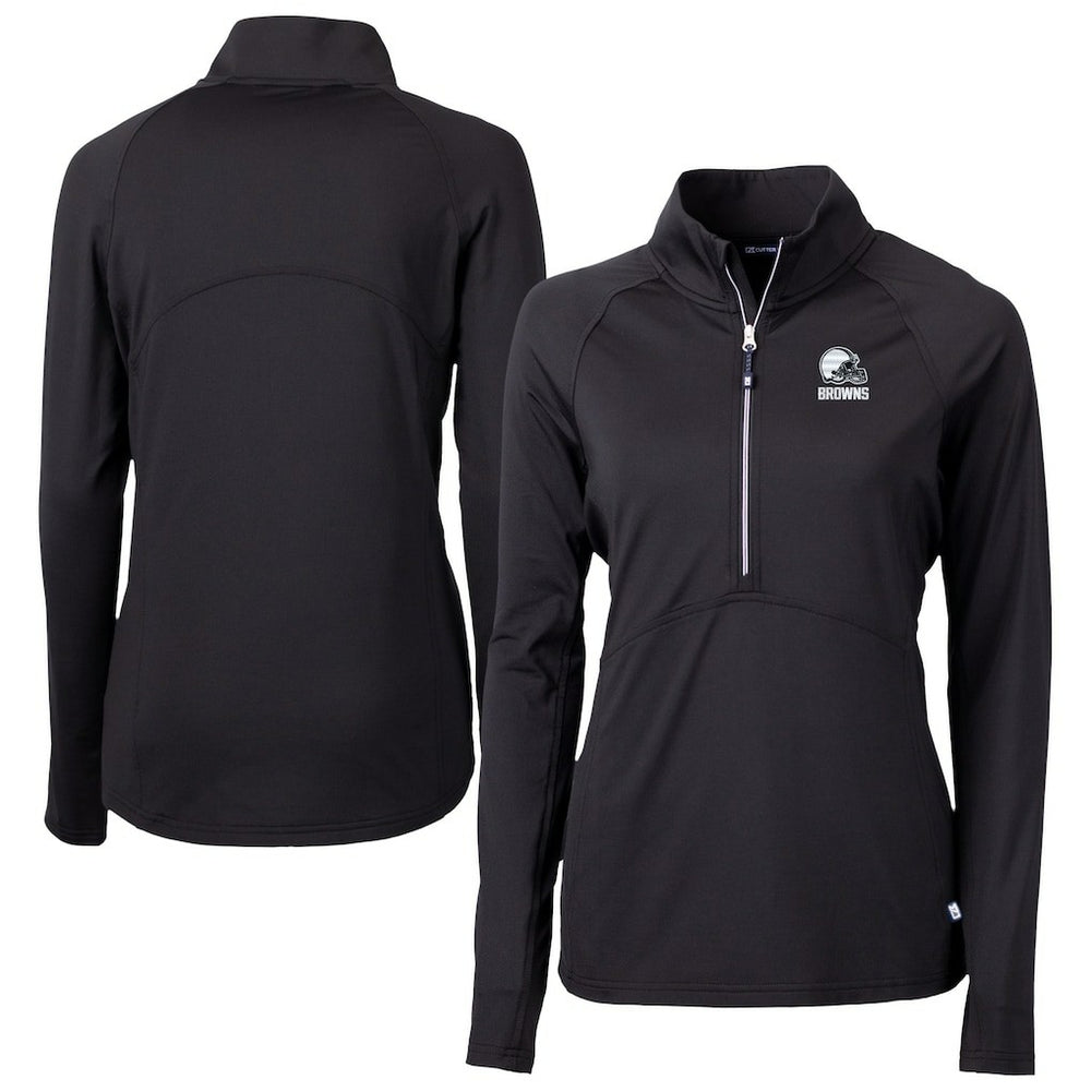 Cleveland Browns Cutter & Buck Women's Adapt Eco Knit Stretch Recycled Half-Zip Pullover Top Black | NFL