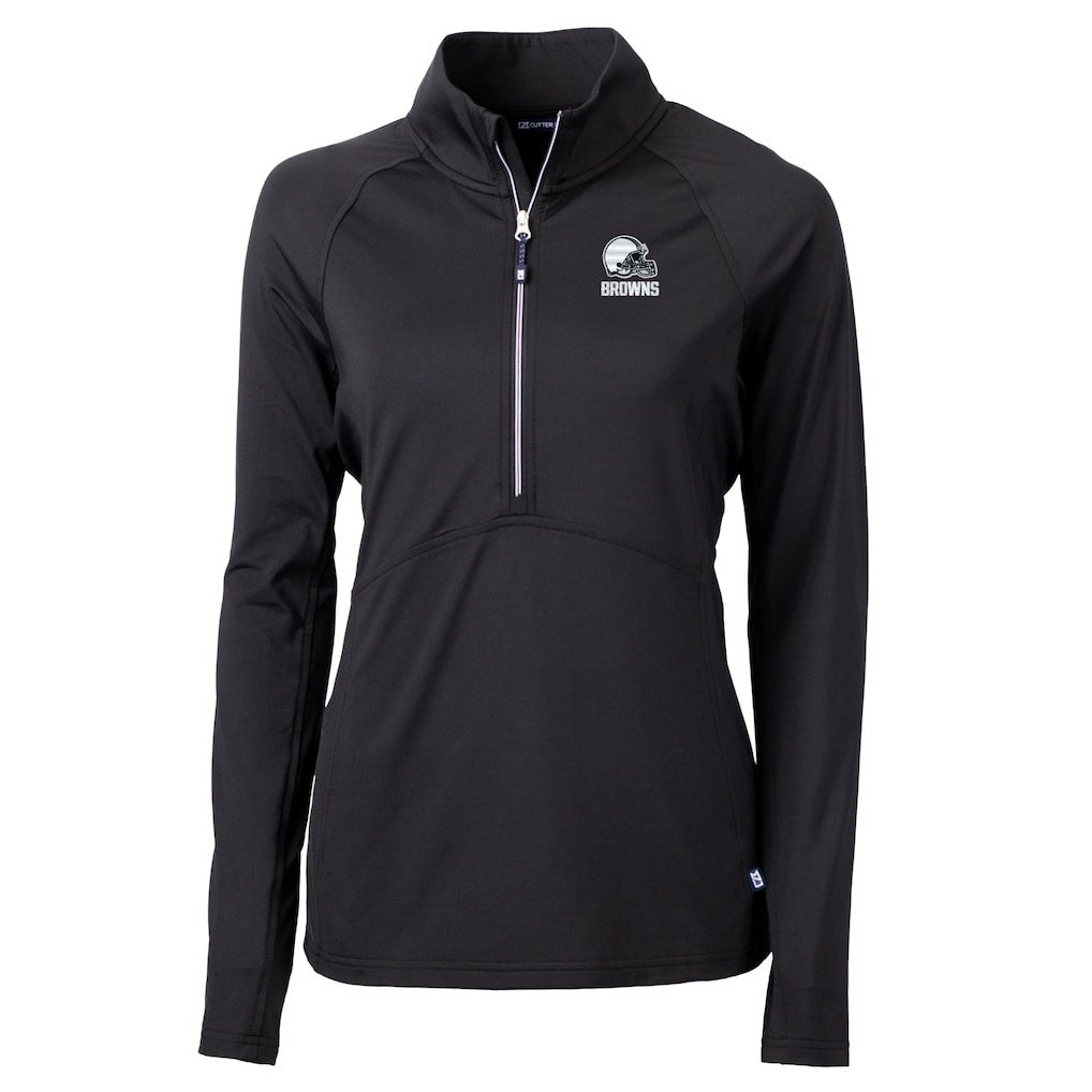 Cleveland Browns Cutter & Buck Women's Adapt Eco Knit Stretch Recycled Half-Zip Pullover Top Black | NFL