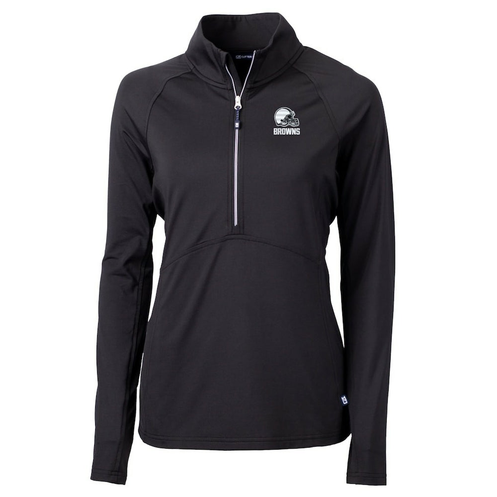 Cleveland Browns Cutter & Buck Women's Adapt Eco Knit Stretch Recycled Half-Zip Pullover Top Black | NFL