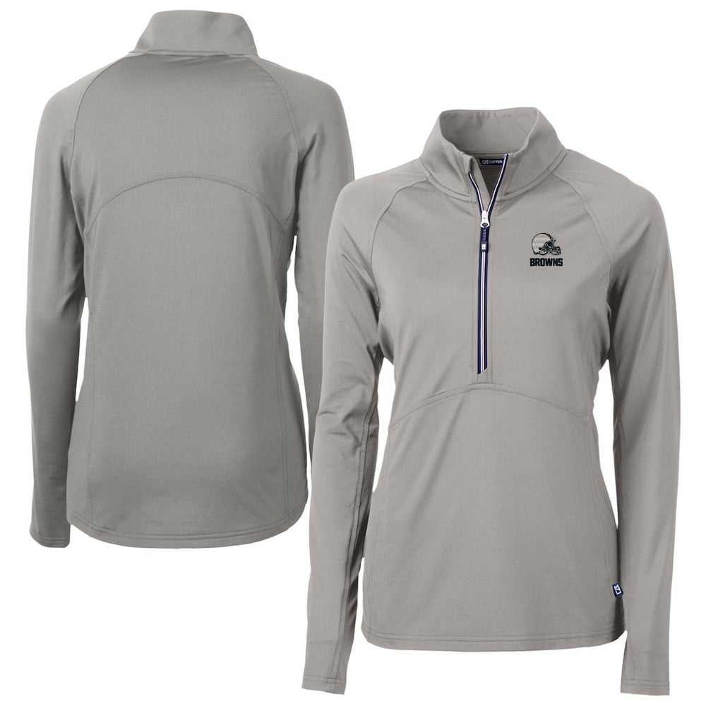 Cleveland Browns Cutter & Buck Women's Adapt Eco Knit Stretch Recycled Half-Zip Pullover Top Gray | NFL
