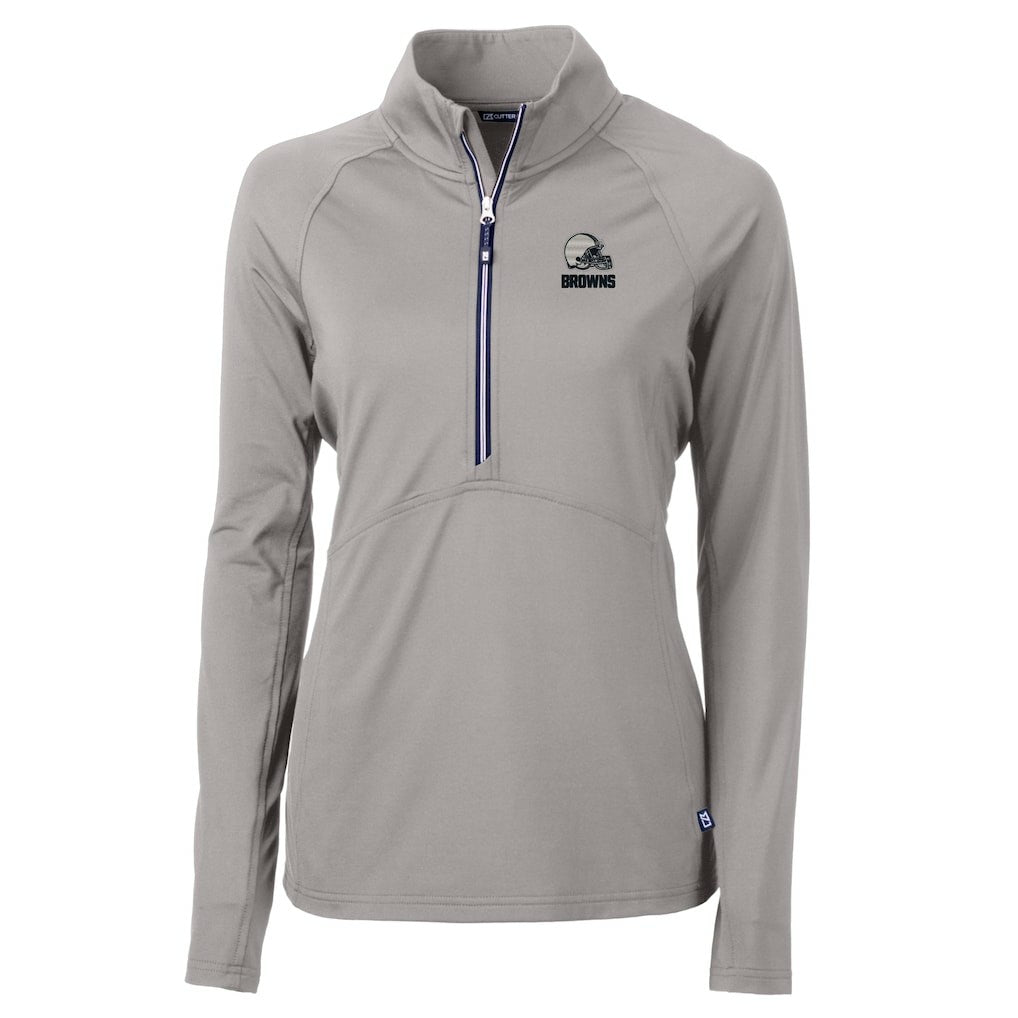 Cleveland Browns Cutter & Buck Women's Adapt Eco Knit Stretch Recycled Half-Zip Pullover Top Gray | NFL
