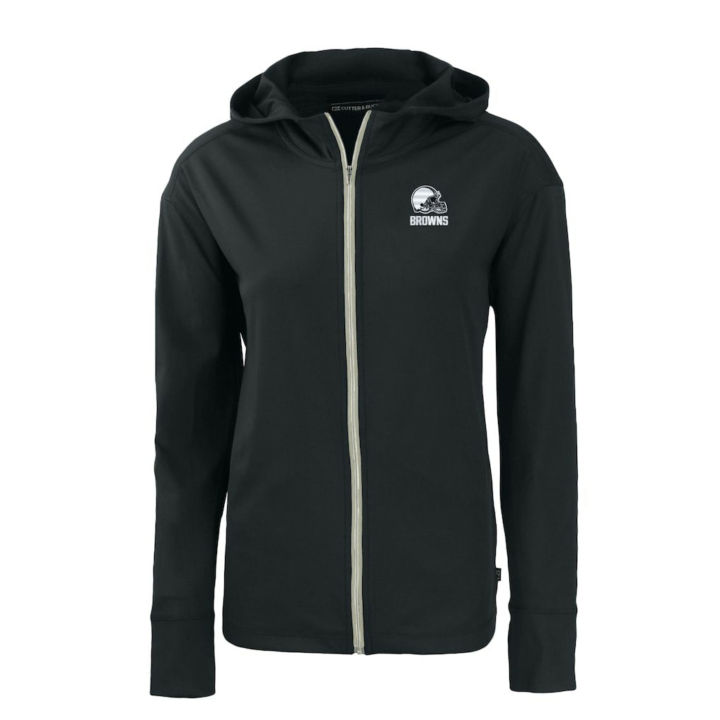 Cutter & Buck Cleveland Browns Women's Black Daybreak Eco Recycled Full-Zip Hoodie | NFL