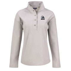 Cleveland Browns Cutter & Buck Women's Hunts Point Eco Textured Fleece Recycled Quarter-Snap Pullover Gray | NFL