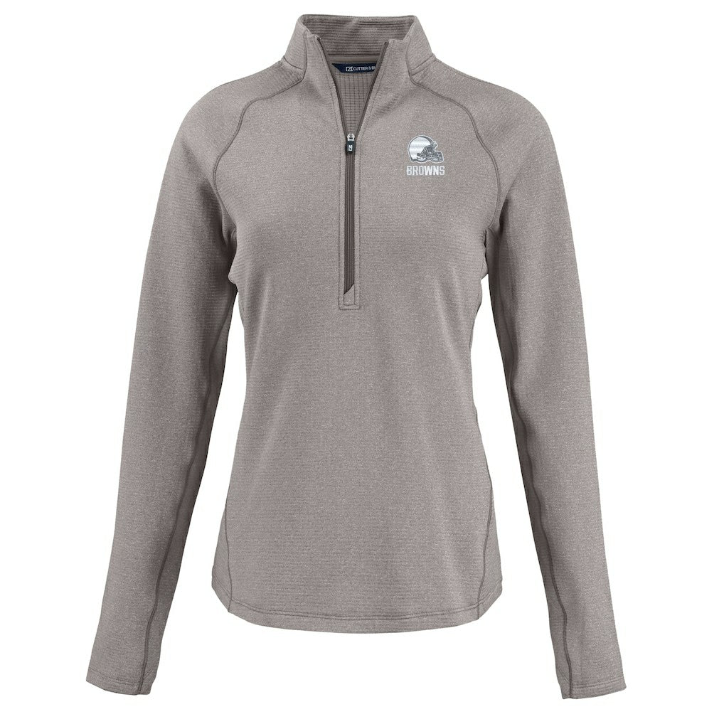 Cleveland Browns Cutter & Buck Women's Peshastin Eco Fleece Recycled Half-Zip Pullover Top Heather Gray | NFL