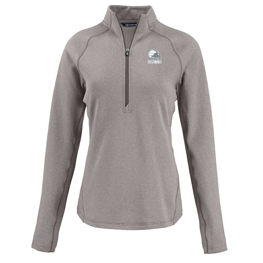 Cleveland Browns Cutter & Buck Women's Peshastin Eco Fleece Recycled Half-Zip Pullover Top Heather Gray | NFL