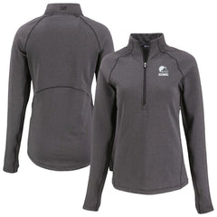 Cleveland Browns Cutter & Buck Women's Peshastin Eco Fleece Recycled Half-Zip Pullover Top Heather Black | NFL