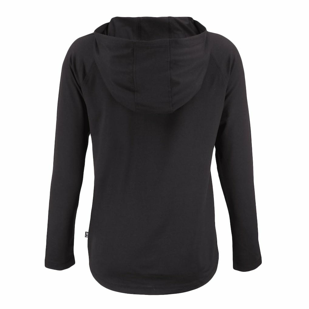 Cleveland Browns Cutter & Buck Women's Coastline Epic Comfort Eco Recycled Quarter-Snap Long Sleeve Hoodie T-Shirt Black | NFL