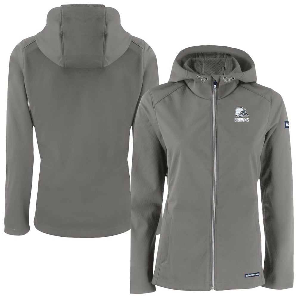 Cleveland Browns Cutter & Buck Women's Evoke Eco Softshell Recycled Full-Zip Hoodie Jacket Gray | NFL