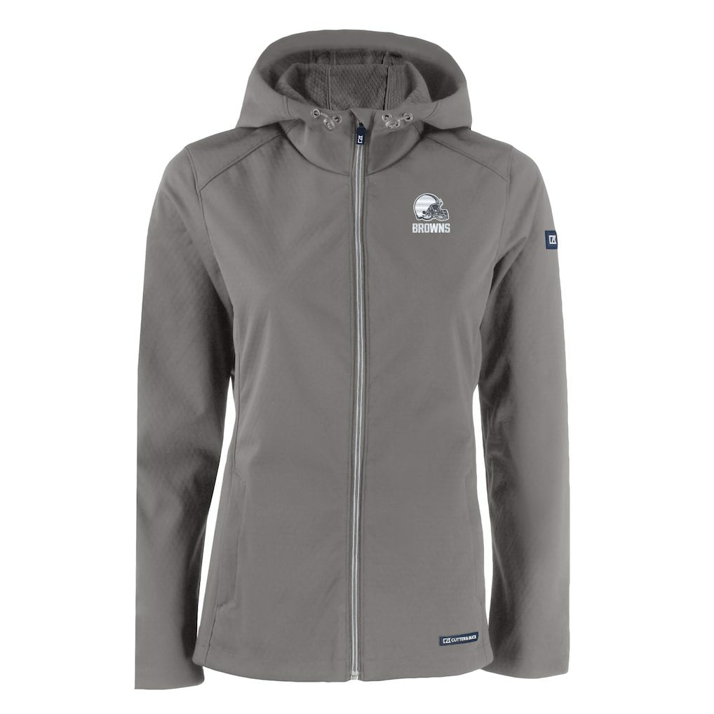 Cleveland Browns Cutter & Buck Women's Evoke Eco Softshell Recycled Full-Zip Hoodie Jacket Gray | NFL