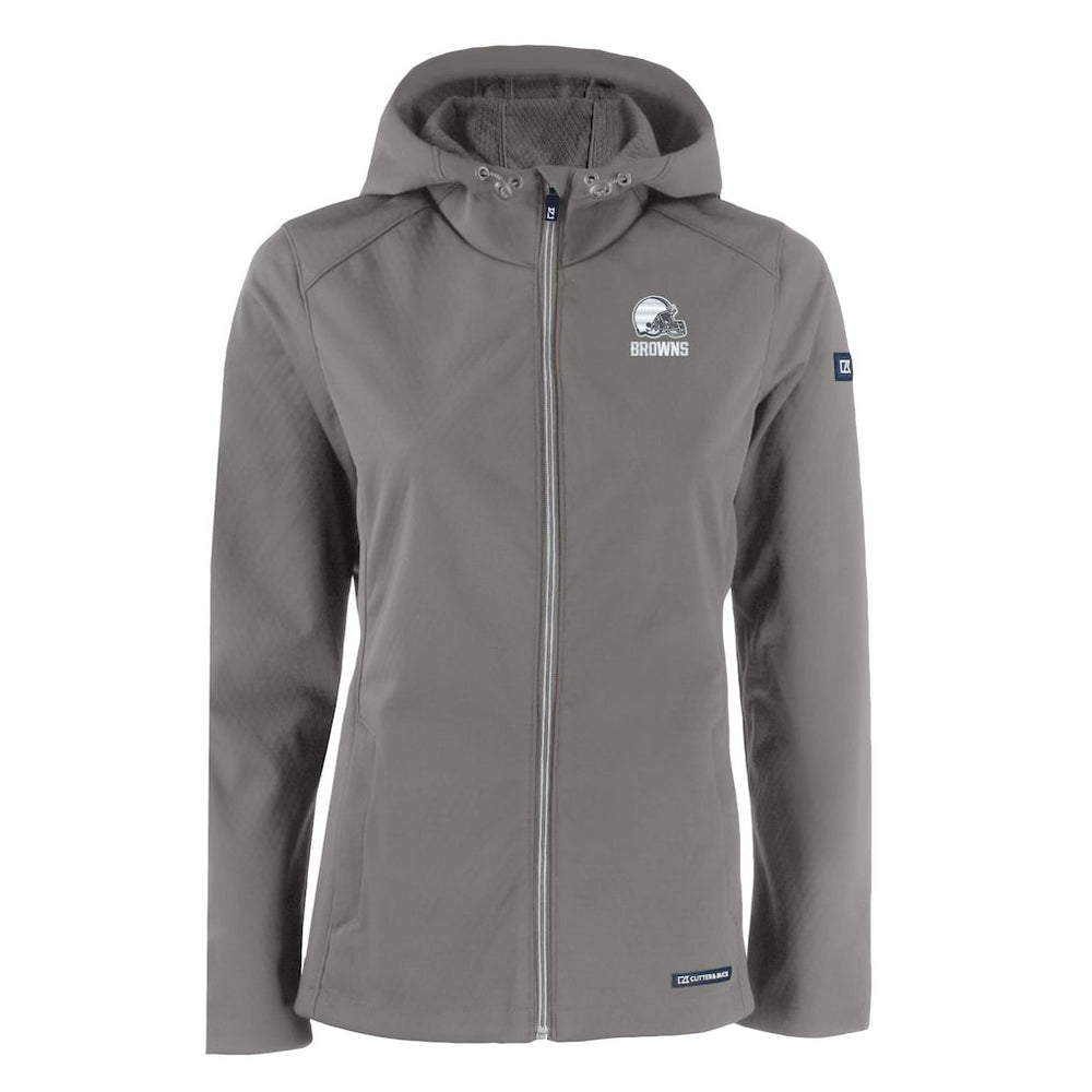 Cleveland Browns Cutter & Buck Women's Evoke Eco Softshell Recycled Full-Zip Hoodie Jacket Gray | NFL