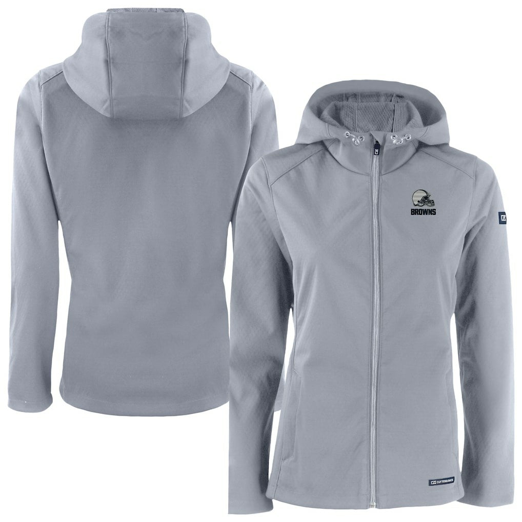 Cleveland Browns Cutter & Buck Women's Evoke Eco Softshell Recycled Full-Zip Hoodie Jacket Gray | NFL