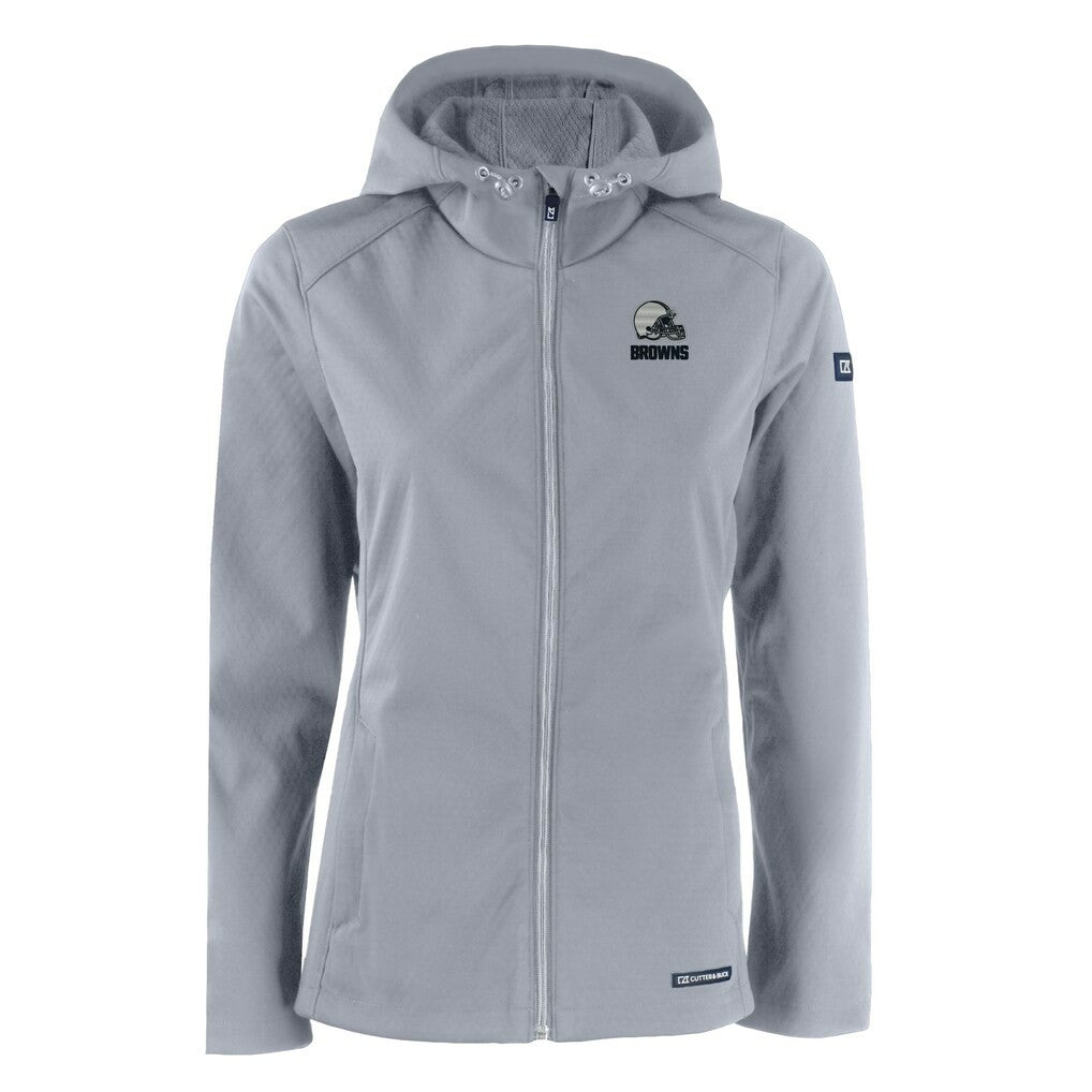 Cleveland Browns Cutter & Buck Women's Evoke Eco Softshell Recycled Full-Zip Hoodie Jacket Gray | NFL