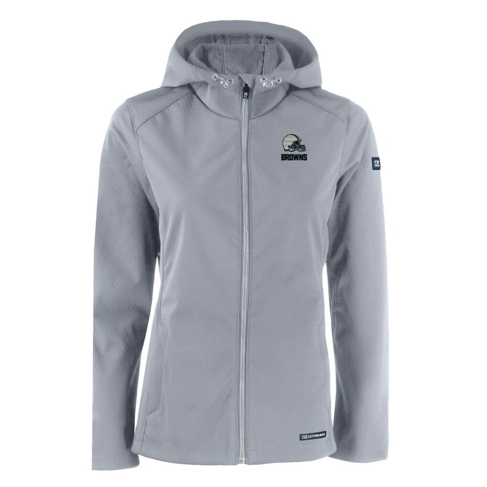 Cleveland Browns Cutter & Buck Women's Evoke Eco Softshell Recycled Full-Zip Hoodie Jacket Gray | NFL