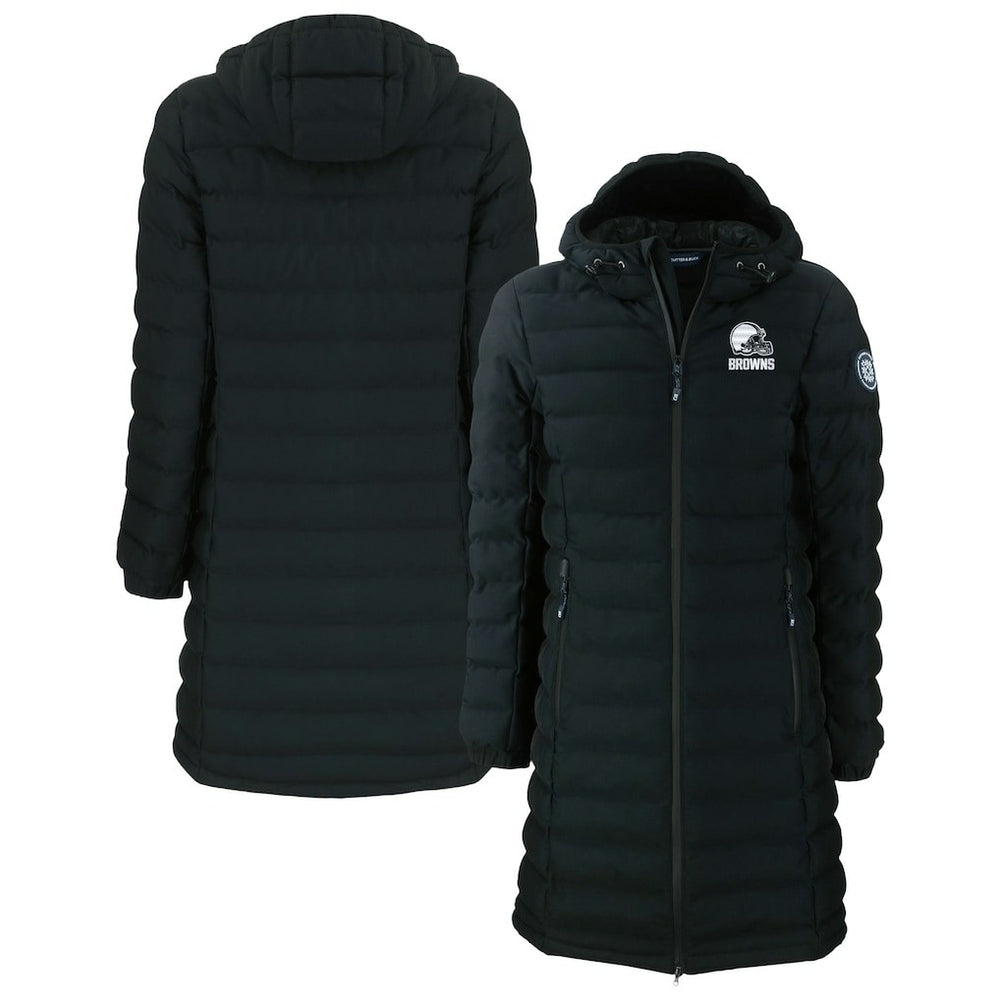Cleveland Browns Cutter & Buck Women's Mission Ridge Repreve Eco Insulated Full-Zip Hoodie Long Puffer Jacket Black | NFL