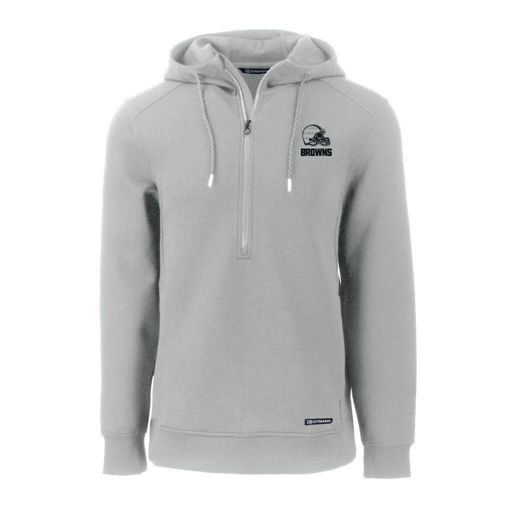 Cleveland Browns Cutter & Buck Roam Eco Recycled Half-Zip Pullover Hoodie Gray | NFL
