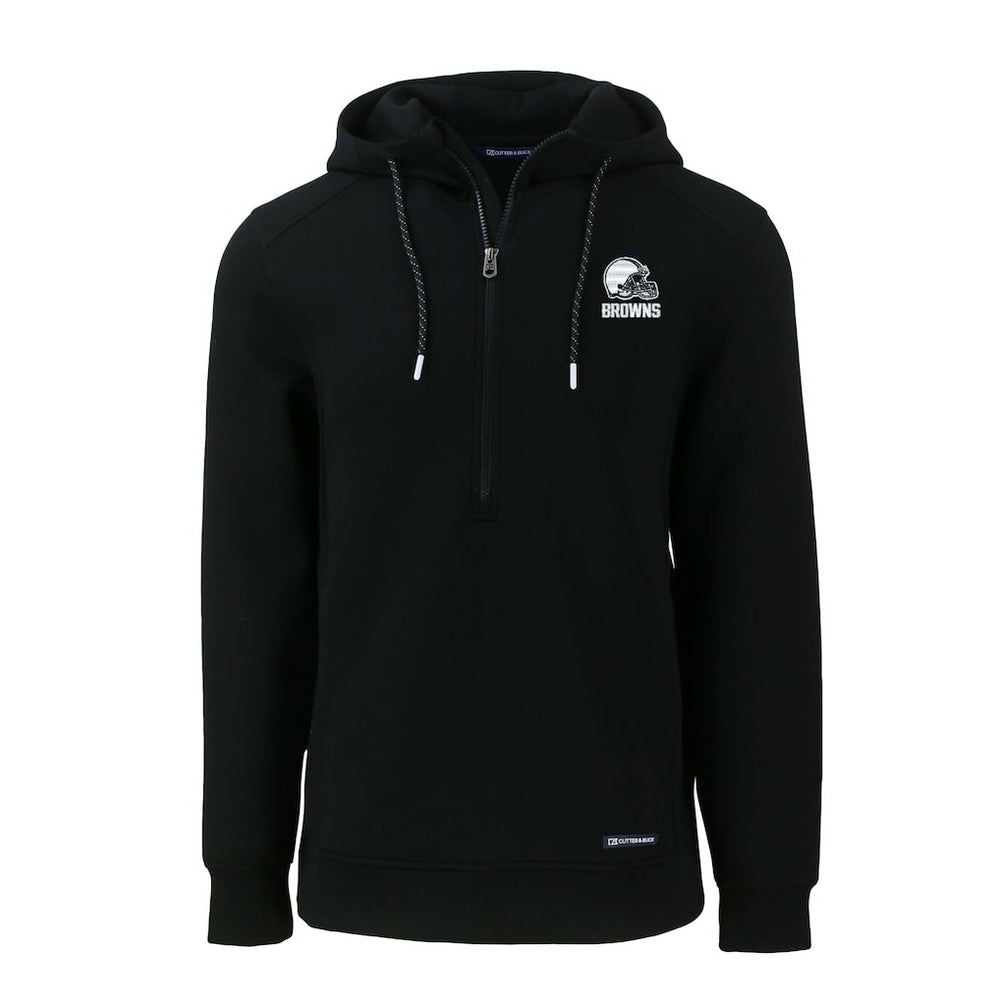 Cleveland Browns Cutter & Buck Roam Eco Recycled Half-Zip Pullover Hoodie Black | NFL