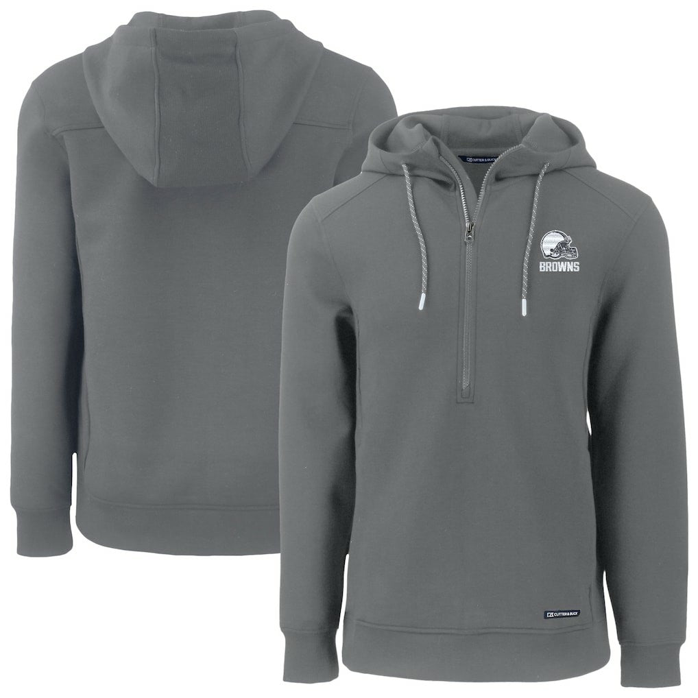 Cleveland Browns Cutter & Buck Roam Eco Recycled Half-Zip Pullover Hoodie Gray | NFL