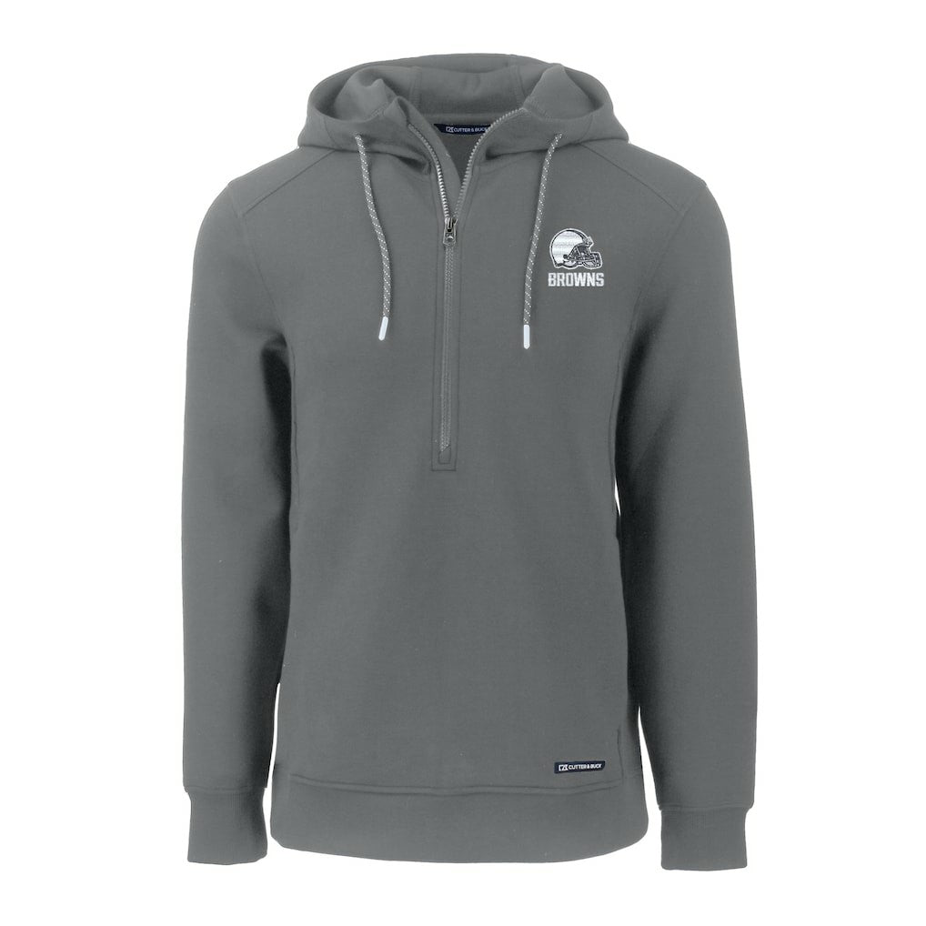 Cleveland Browns Cutter & Buck Roam Eco Recycled Half-Zip Pullover Hoodie Gray | NFL