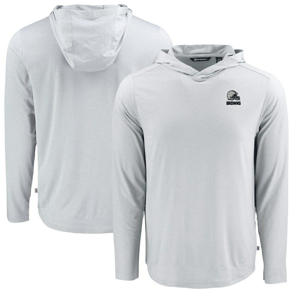 Cleveland Browns Cutter & Buck Coastline Epic Comfort Eco Recycled Long Sleeve Hooded T-Shirt Gray | NFL