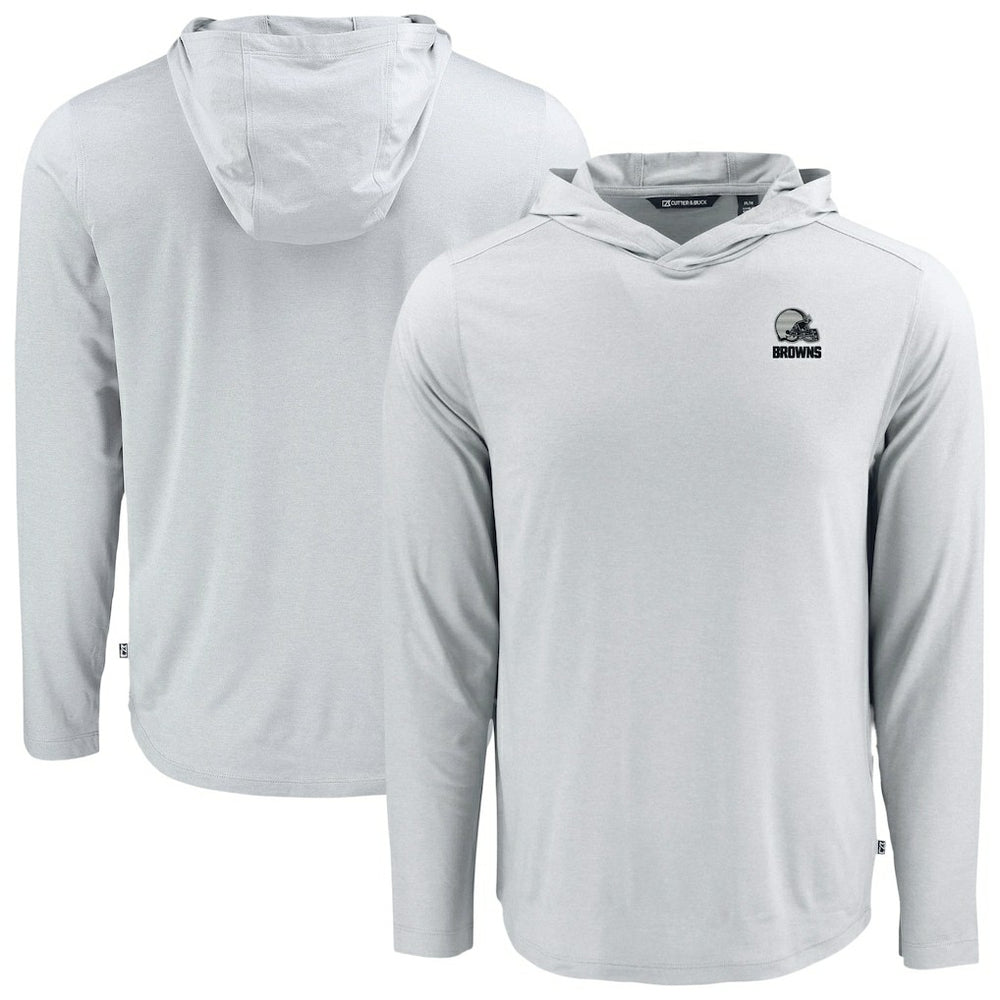 Cleveland Browns Cutter & Buck Coastline Epic Comfort Eco Recycled Long Sleeve Hooded T-Shirt Gray | NFL