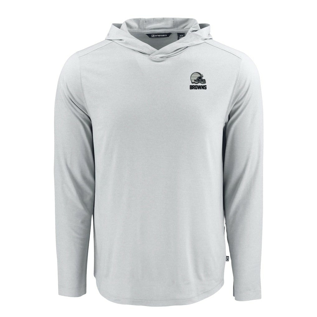 Cleveland Browns Cutter & Buck Coastline Epic Comfort Eco Recycled Long Sleeve Hooded T-Shirt Gray | NFL