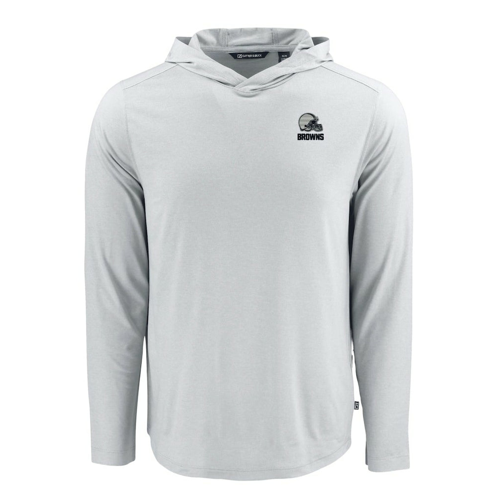 Cleveland Browns Cutter & Buck Coastline Epic Comfort Eco Recycled Long Sleeve Hooded T-Shirt Gray | NFL