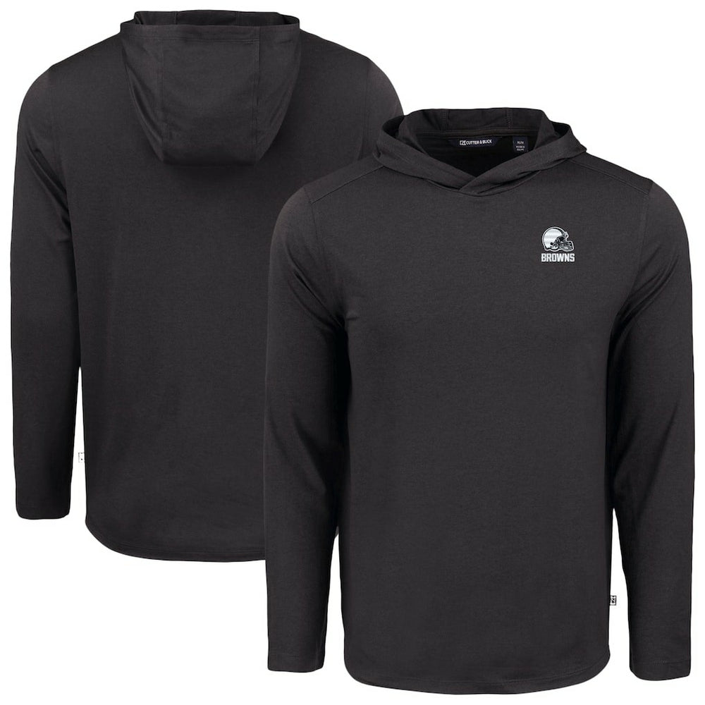Cleveland Browns Cutter & Buck Coastline Epic Comfort Eco Recycled Long Sleeve Hooded T-Shirt Black | NFL