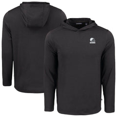 Cleveland Browns Cutter & Buck Coastline Epic Comfort Eco Recycled Long Sleeve Hooded T-Shirt Black | NFL
