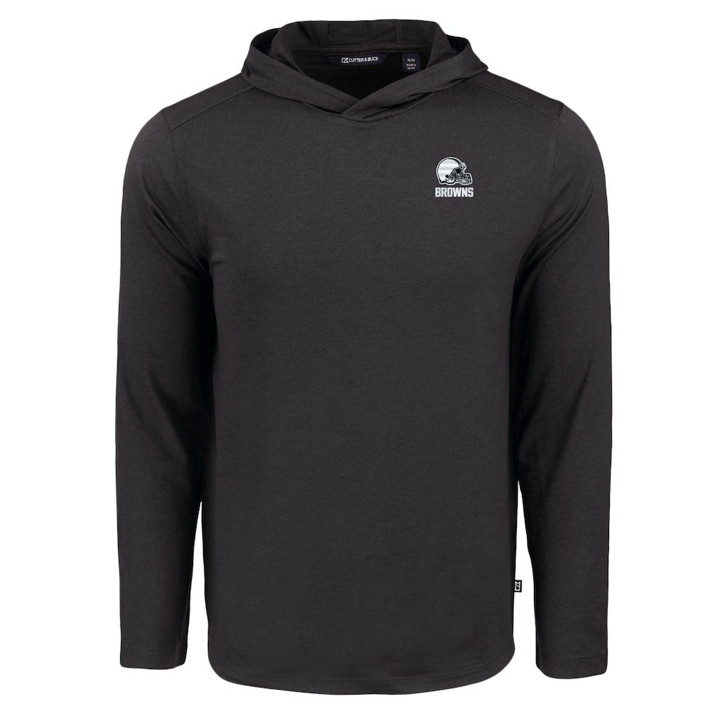 Cleveland Browns Cutter & Buck Coastline Epic Comfort Eco Recycled Long Sleeve Hooded T-Shirt Black | NFL