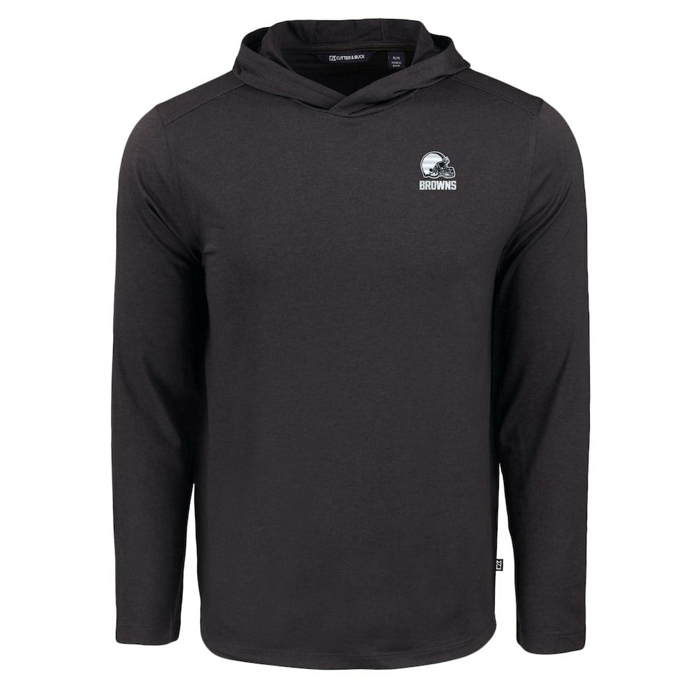 Cleveland Browns Cutter & Buck Coastline Epic Comfort Eco Recycled Long Sleeve Hooded T-Shirt Black | NFL