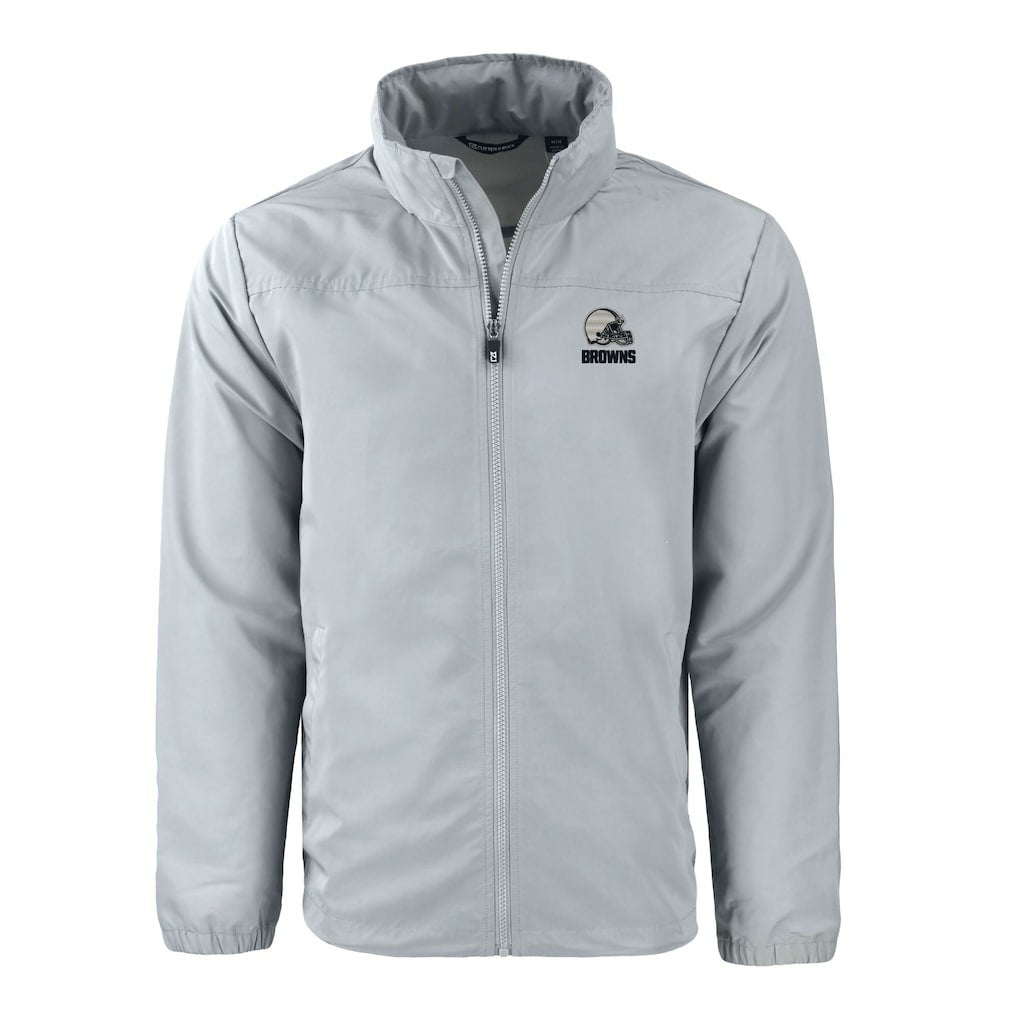 Cleveland Browns Cutter & Buck Charter Eco Recycled Full-Zip Hoodie Jacket Gray | NFL
