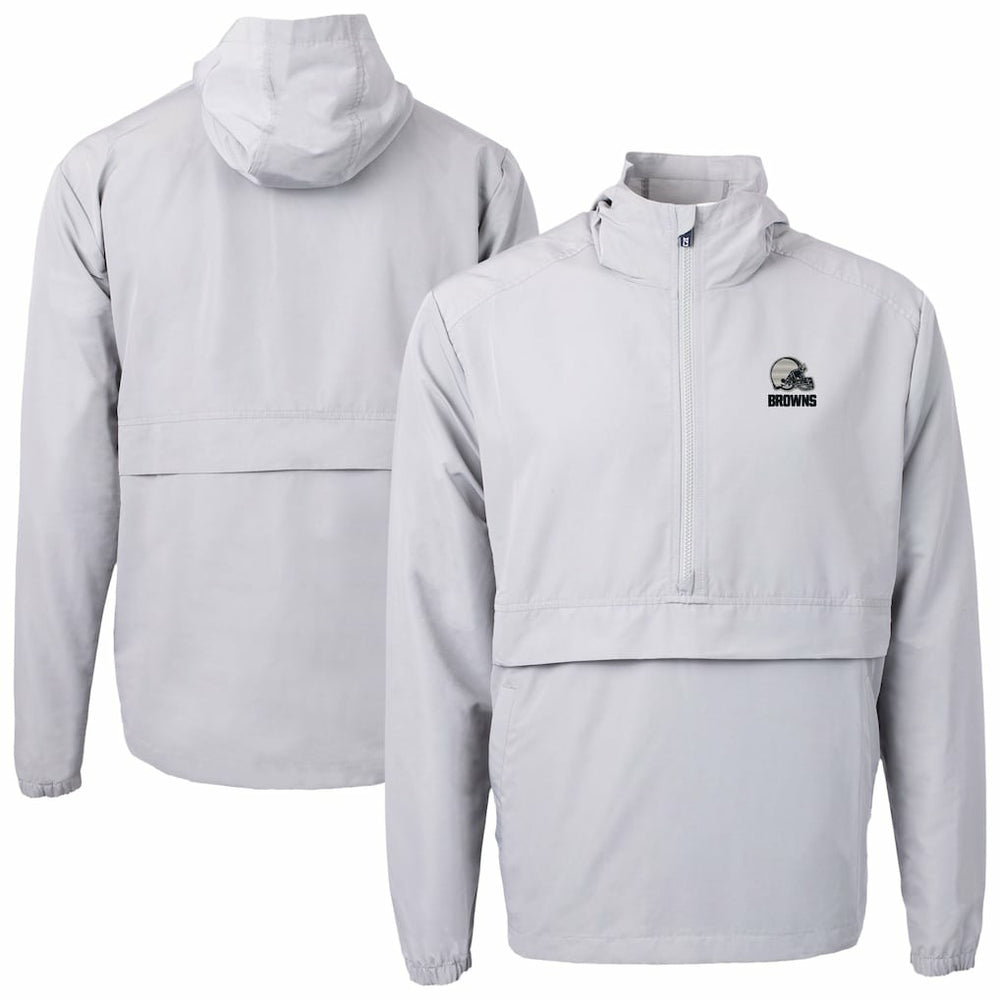 Cleveland Browns Cutter & Buck Charter Eco Recycled Anorak Half-Zip Hoodie Jacket Gray | NFL