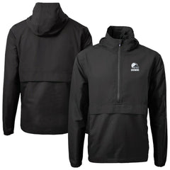 Cleveland Browns Cutter & Buck Charter Eco Recycled Anorak Half-Zip Hoodie Jacket Black | NFL