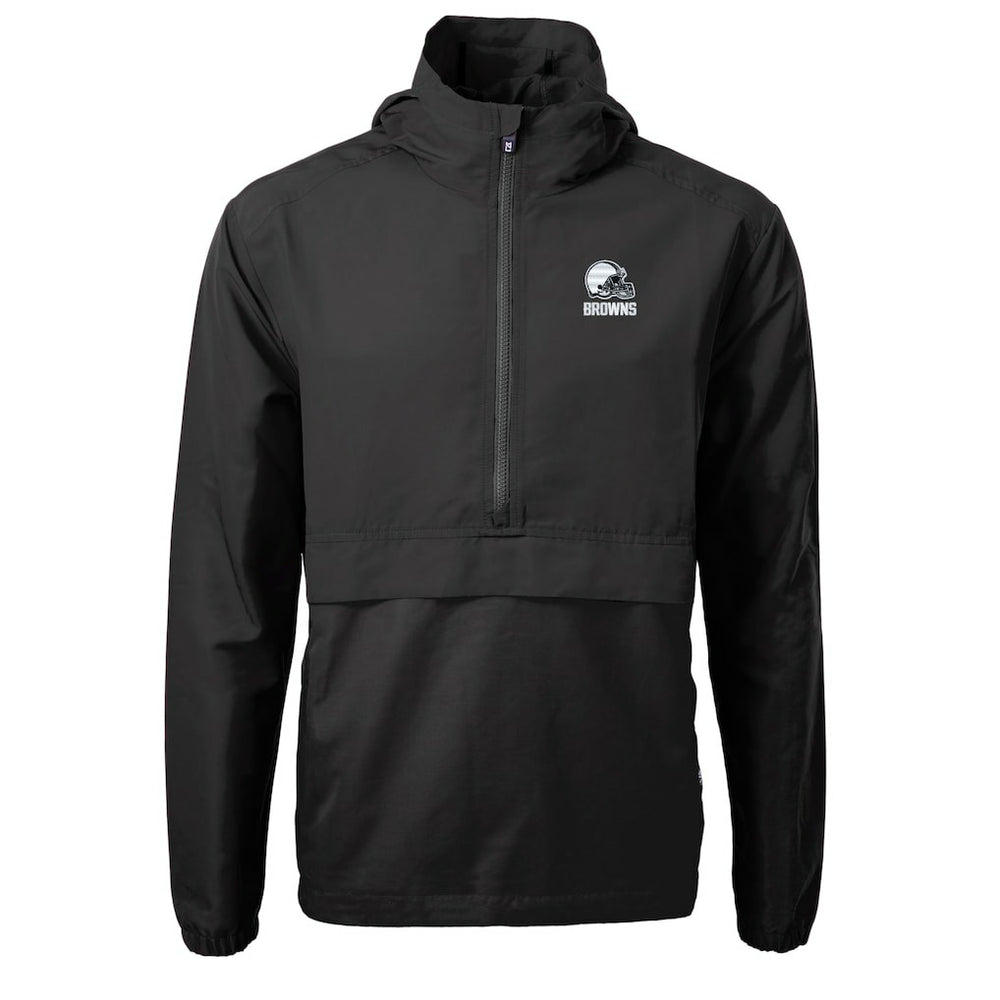 Cleveland Browns Cutter & Buck Charter Eco Recycled Anorak Half-Zip Hoodie Jacket Black | NFL