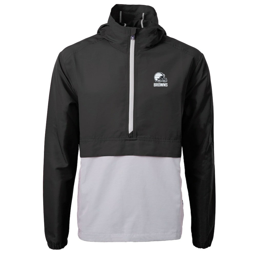 Cleveland Browns Cutter & Buck Charter Eco Recycled Anorak Half-Zip Hoodie Jacket Black | NFL