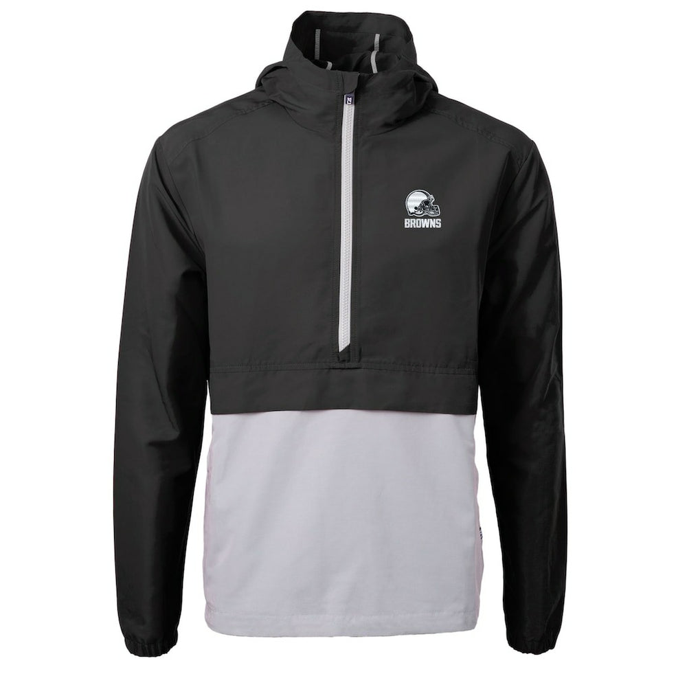 Cleveland Browns Cutter & Buck Charter Eco Recycled Anorak Half-Zip Hoodie Jacket Black | NFL