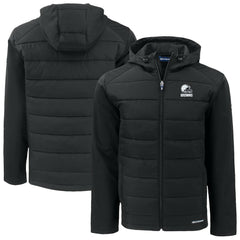 Cleveland Browns Cutter & Buck Evoke Hybrid Eco Softshell Recycled Full-Zip Hooded Jacket Black | NFL