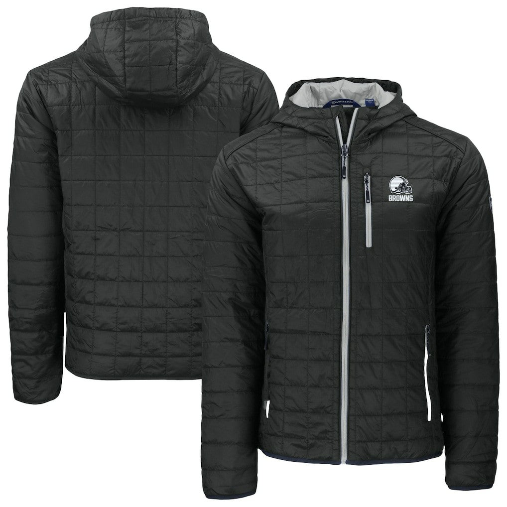 Cleveland Browns Cutter & Buck Rainier Primaloft Eco Full-Zip Hooded Jacket Black | NFL