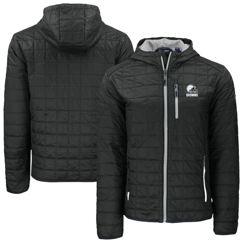 Cleveland Browns Cutter & Buck Rainier Primaloft Eco Full-Zip Hooded Jacket Black | NFL